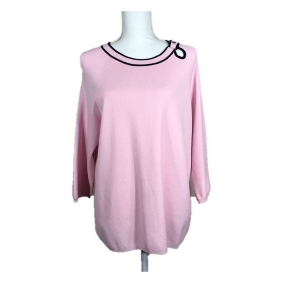 Avenue Sweaters - Avenue Pink Sweater With Black Trim Size 14/16